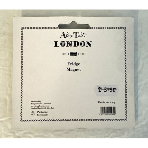 Alice Tait London Refrigerator Magnet Map Of London Fridge Magnet NEW IN PACKAGE - Picture 3 of 5